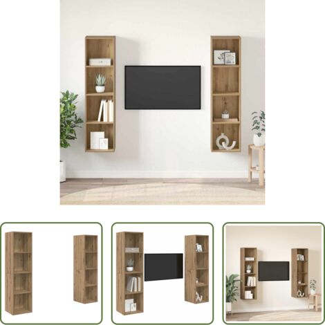 vidaXL Muebles de sala -  Conjunto de mueble de TV 2 pcs Marrón 37 x 37 x 142,5 cm