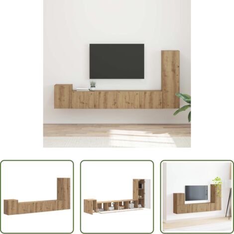 vidaXL Muebles de sala -  Conjunto de mueble de TV 3 pcs Roble artesanal