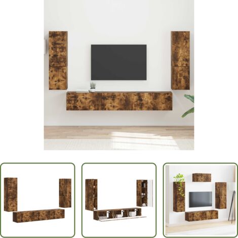 vidaXL Muebles de sala -  Conjunto de mueble de TV 4 pcs Roble ahumado