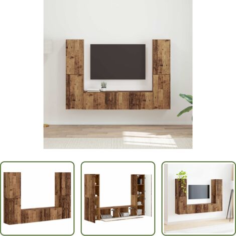 vidaXL Muebles de sala -  Conjunto de mueble de TV 6 pcs Madera envejecida