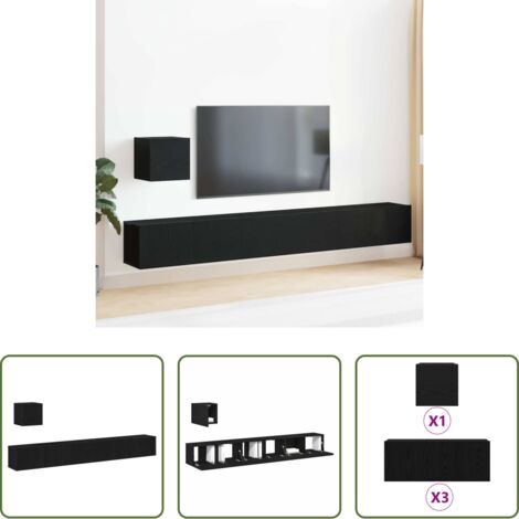 vidaXL Muebles de sala -  Conjunto de mueble de TV Roble Negro Madera de ingeniería