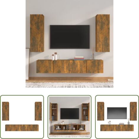 vidaXL Muebles de sala -  Set de muebles de TV 4 pzas madera contrachapada roble ahumado