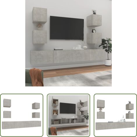 vidaXL Muebles de sala -  Set de muebles de TV 6 pzas madera contrachapada gris hormigón