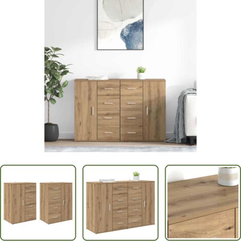 vidaXL Muebles de sala -  Tableros Lateral Corona 2 pcs Roble artesanal 59 x 39 x 80 cm