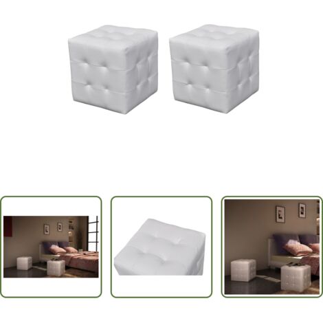 vidaXL Muebles de sala - Taburetes cubo blancos