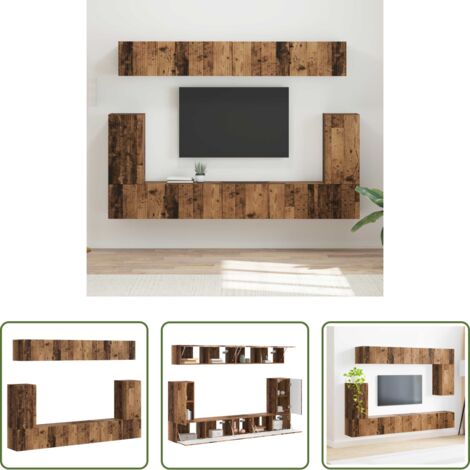 vidaXL Muebles de salón -  Conjunto de mueble de TV Montaje en la pared 5 pcs Madera vieja