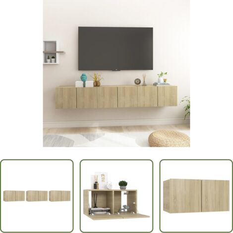 vidaXL Muebles de salón -  Muebles de salón colgantes 3 uds roble Sonoma 60x30x30 cm