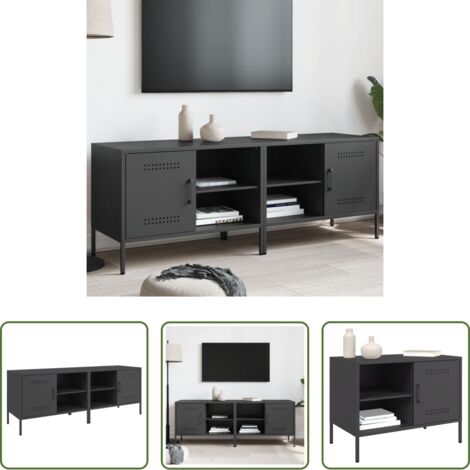 vidaXL Muebles de salón -  Muebles de TV 2 piezas acero negro 68x39x50,5 cm