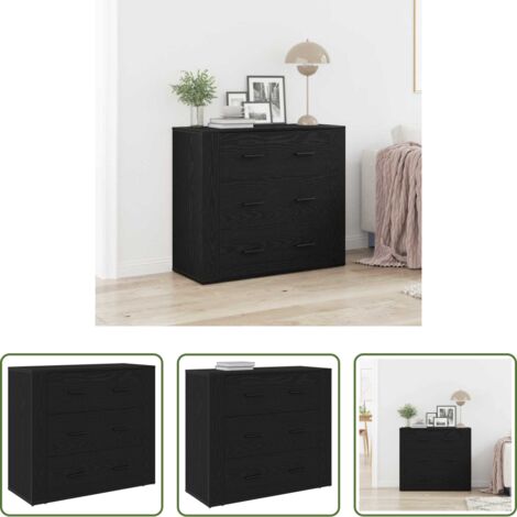 vidaXL Muebles de salón -  Vitrina Roble Negro 80 x 33 x 70 cm Madera contrachapada