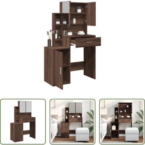 vidaXL Muebles de tocador -  Tocador con mueble roble marrón 80x35x132 cm
