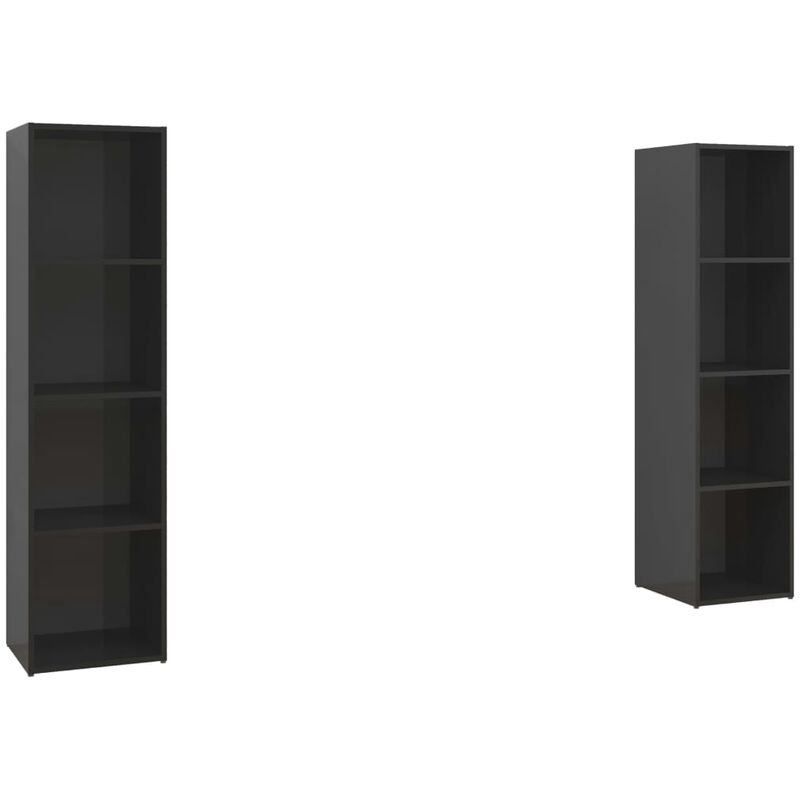 

Muebles de TV 2 uds aglomerado negro brillante 142,5x35x36,5 cm - Negro - Vidaxl