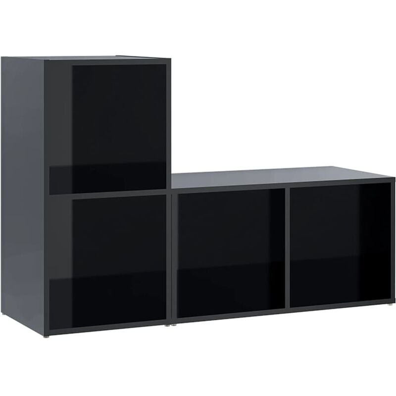 

Muebles de TV 2 uds aglomerado negro brillante 72x35x36,5 cm - Negro - Vidaxl