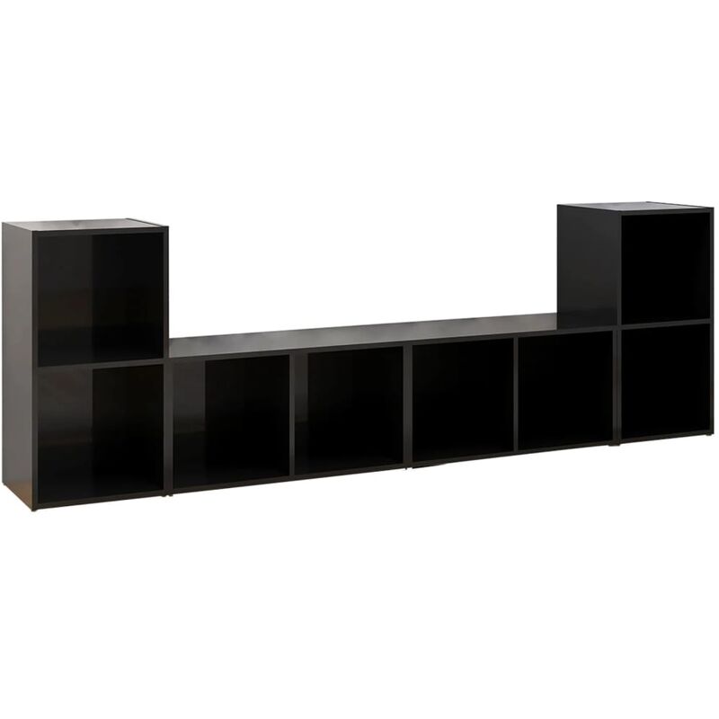 

Muebles de TV 4 uds aglomerado negro brillante 72x35x36,5 cm - Negro - Vidaxl