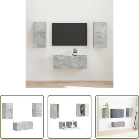 vidaXL Muebles de TV -  Conjunto de mueble de TV 2 pcs Gris Concreto