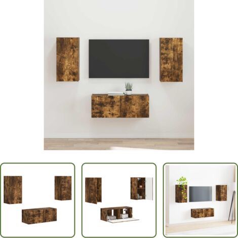 vidaXL Muebles de TV -  Conjunto de mueble de TV 2 pcs Roble ahumado