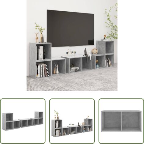 vidaXL Muebles de TV modernos -  Muebles de salón 6 piezas madera de ingeniería gris hormigón