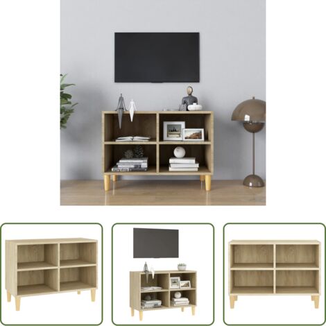 vidaXL Muebles de TV -  Mueble de TV patas de madera maciza roble Sonoma 69,5x30x50cm