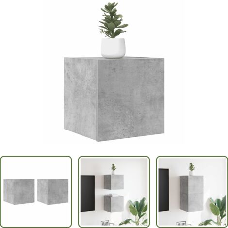 vidaXL Muebles de TV -  Muebles de salón de pared 2 uds gris hormigón 30,5x30x30 cm