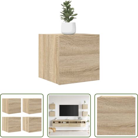 vidaXL Muebles de TV -  Muebles de salón de pared 4 uds roble Sonoma 30,5x30x30 cm