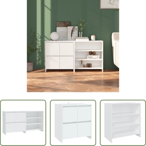 vidaXL Muebles decorativos -  Aparador de 2 piezas madera contrachapada blanco