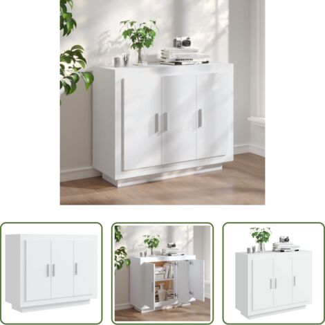 vidaXL Muebles decorativos -  Aparador de madera contrachapada blanco 92x35x75 cm