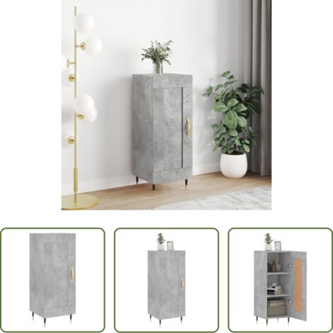 vidaXL Muebles decorativos -  Aparador de madera contrachapada gris hormigón 34,5x34x90 cm