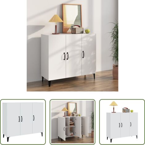 vidaXL Muebles decorativos -  Aparador de madera de ingeniería blanco 90x34x80 cm