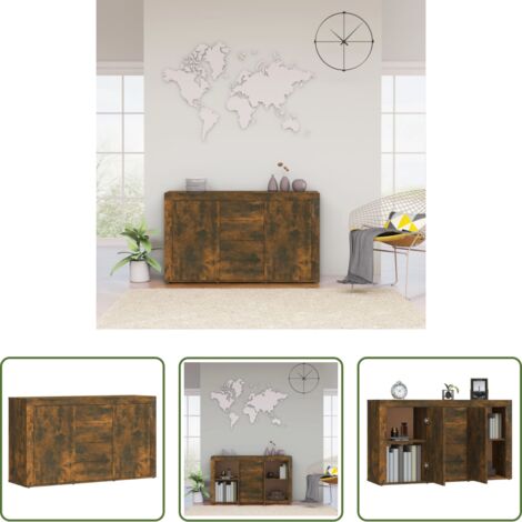 vidaXL Muebles decorativos -  Aparador madera contrachapada color roble ahumado 120x36x69 cm