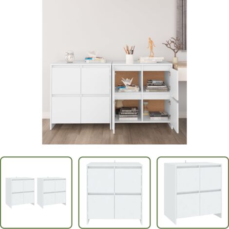 vidaXL Muebles decorativos -  Aparadores 2 unidades madera contrachapada blanco 70x41x75 cm
