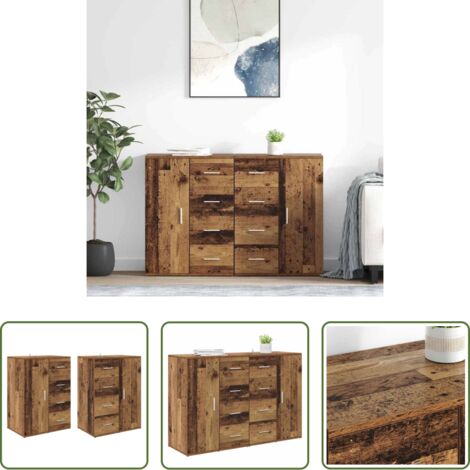 vidaXL Muebles decorativos -  Tableros Lateral Corona 2 pcs Madera Vieja 59 x 39 x 80 cm