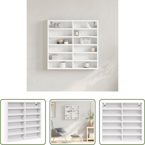 vidaXL Muebles decorativos -  Vitrina de madera ingeniería blanca 60x8,5x58 cm