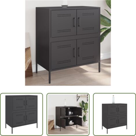 vidaXL Muebles industriales -  Aparador de acero negro 68x39x79 cm