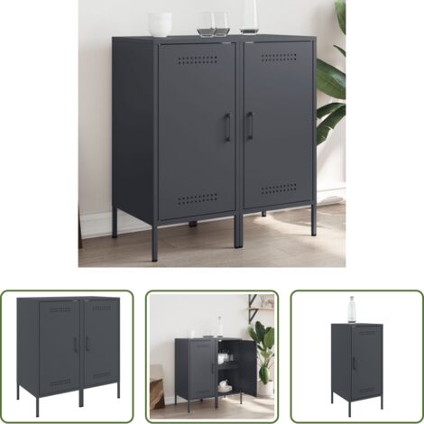 vidaXL Muebles industriales -  Aparadores 2 unidades acero gris antracita 36x39x79 cm