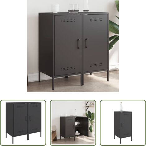 vidaXL Muebles industriales -  Aparadores 2 unidades acero negro 36x39x79 cm