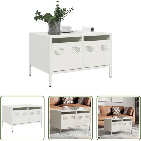 vidaXL Muebles industriales -  Mueble para TV acero laminado en frío blanco 68x50x43,5 cm