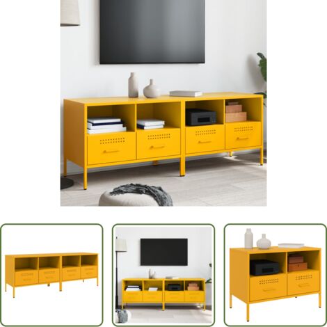vidaXL Muebles industriales -  Muebles para TV 2 unidades acero amarillo mostaza 68x39x50,5 cm