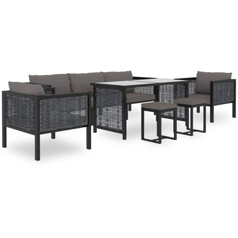 

Muebles jardín 8 pzas y cojines ratán sintético gris antracita - Antracita - Vidaxl