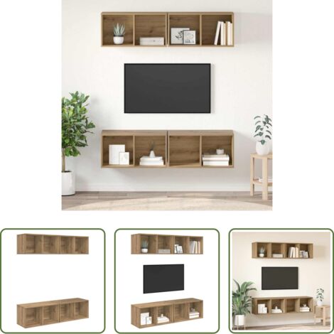 vidaXL Muebles modernos -  Conjunto de mueble de TV 4 pcs Roble artesanal 37 x 37 x 72 cm