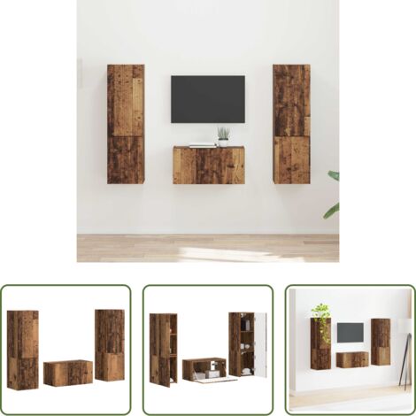 vidaXL Muebles modernos -  Conjunto de mueble de TV 5 pcs Madera envejecida