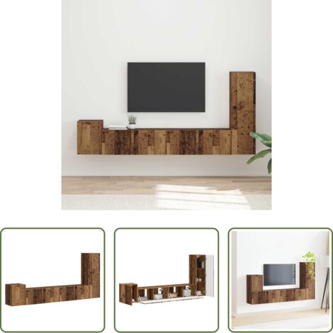 vidaXL Muebles modernos -  Conjunto de mueble de TV Montaje en la pared 3 pcs Madera vieja