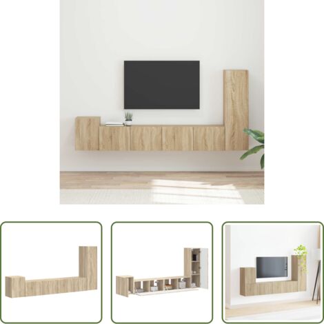 vidaXL Muebles modernos -  Conjunto de mueble de TV Montaje en la pared 3 pcs Roble Sonoma