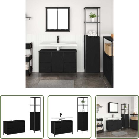 vidaXL Muebles modernos -  Juego de muebles de baño con cajón con puerta 2 pcs Roble negro
