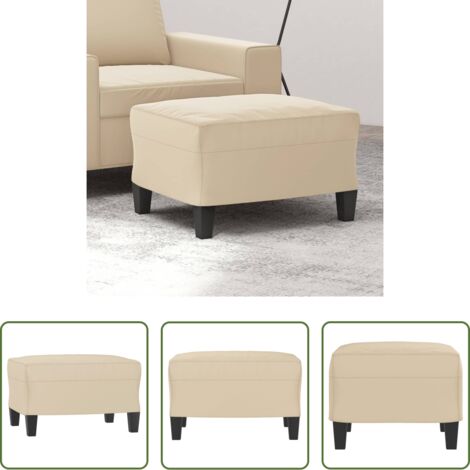 vidaXL Muebles modernos -  Reposapiés tela de microfibra crema 60x50x41 cm