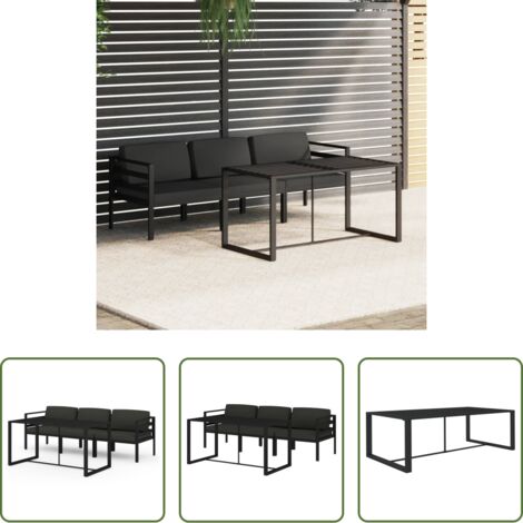 vidaXL Muebles modulares -  Set muebles de jardín 4 pzas y cojines aluminio gris antracita