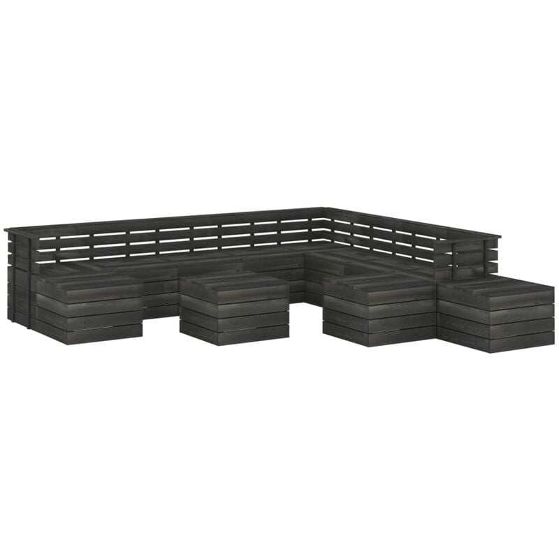 

Muebles palets de jardín 12 pzas madera maciza pino gris oscuro - Gris - Vidaxl