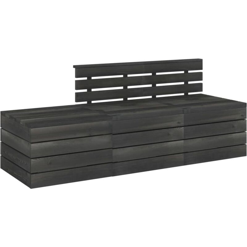 

vidaXL Muebles palets de jardín 3 pzas madera maciza pino gris oscuro - Gris