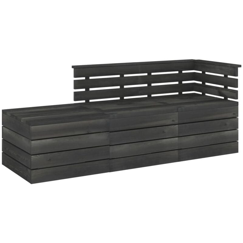 

vidaXL Muebles palets de jardín 3 pzas madera maciza pino gris oscuro - Gris