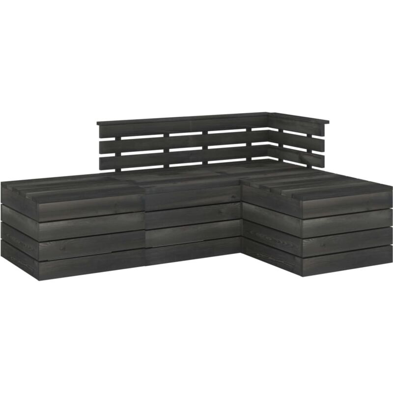 

vidaXL Muebles palets de jardín 4 pzas madera maciza pino gris oscuro - Gris