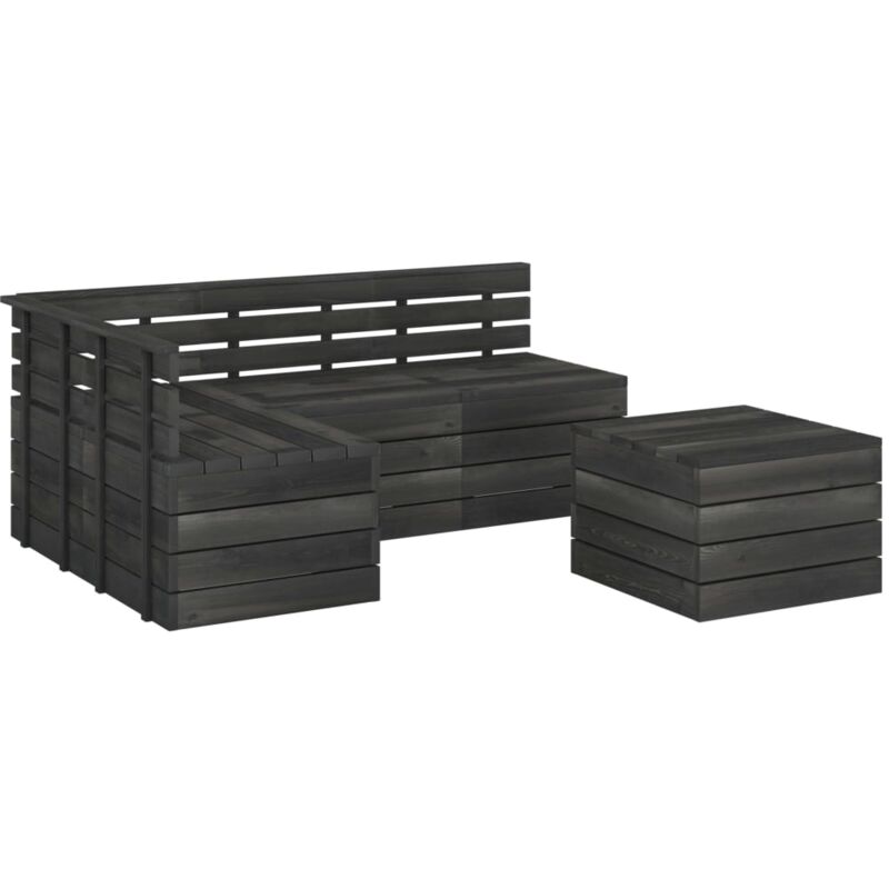 

vidaXL Muebles palets de jardín 5 pzas madera maciza pino gris oscuro - Gris