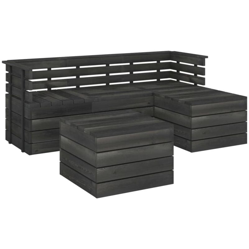 

vidaXL Muebles palets de jardín 5 pzas madera maciza pino gris oscuro - Gris